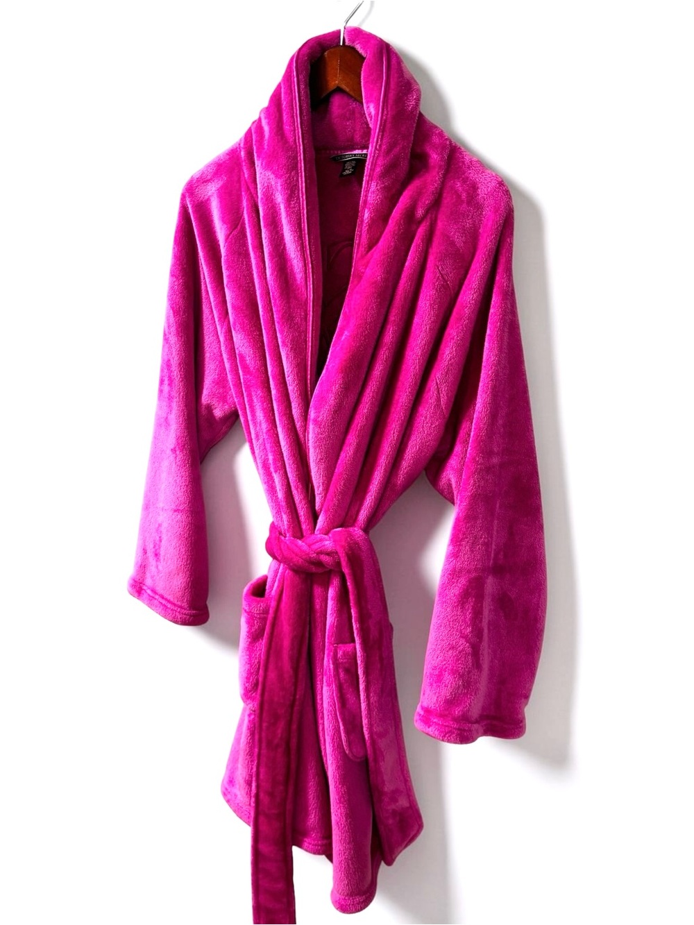 Victoria’s Secret Plush Fleece Robe Hot Pink Cozy Spa Lounge M/L